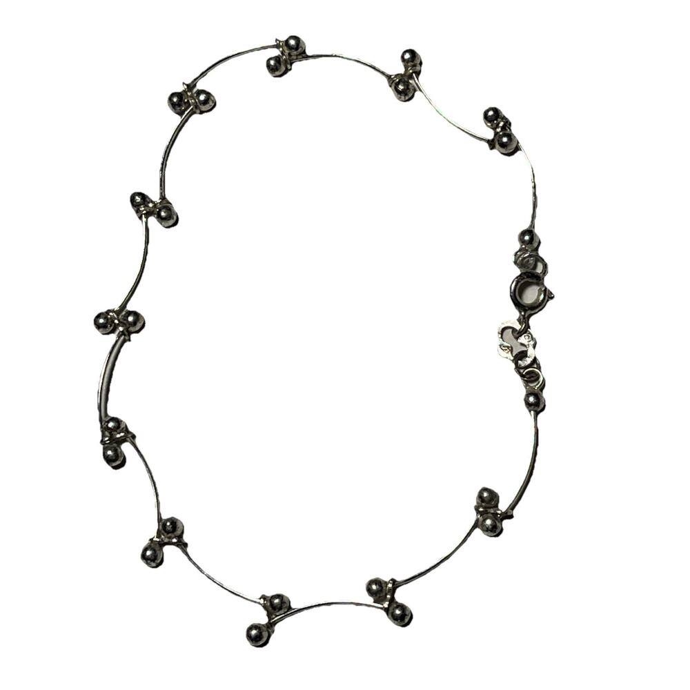 Ball & Bar Links Sterling Silver Stamped 925 Bracelet 3.7 grams 9” In Length